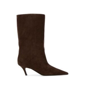 Amina Muaddi Women Brown Suede Fiona Boots